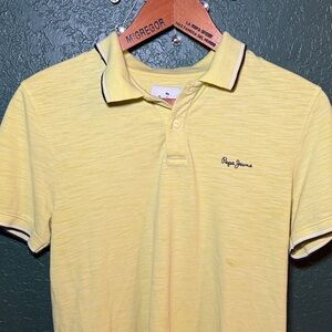 Pepe Jeans Men's Light Yellow Polo Shirt Large